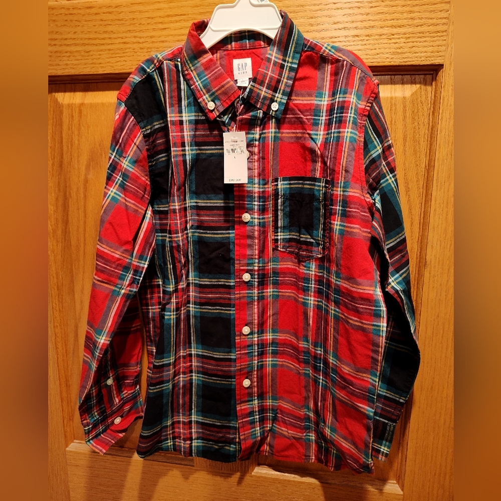 GAP Boys Red Plaid Button-Up Shirt